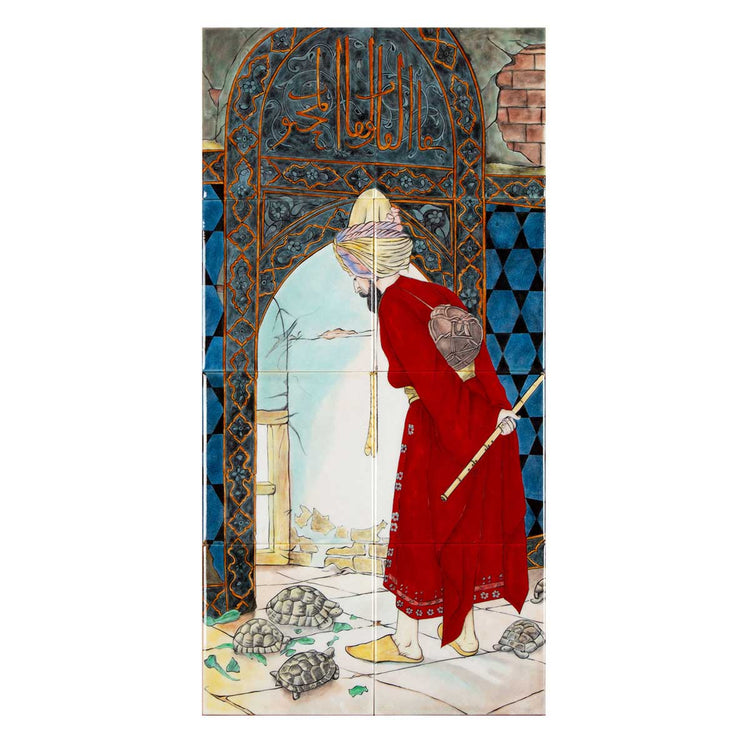 Kaplumbağa Terbiyecisi Tablosu İznik Çinisi Pano