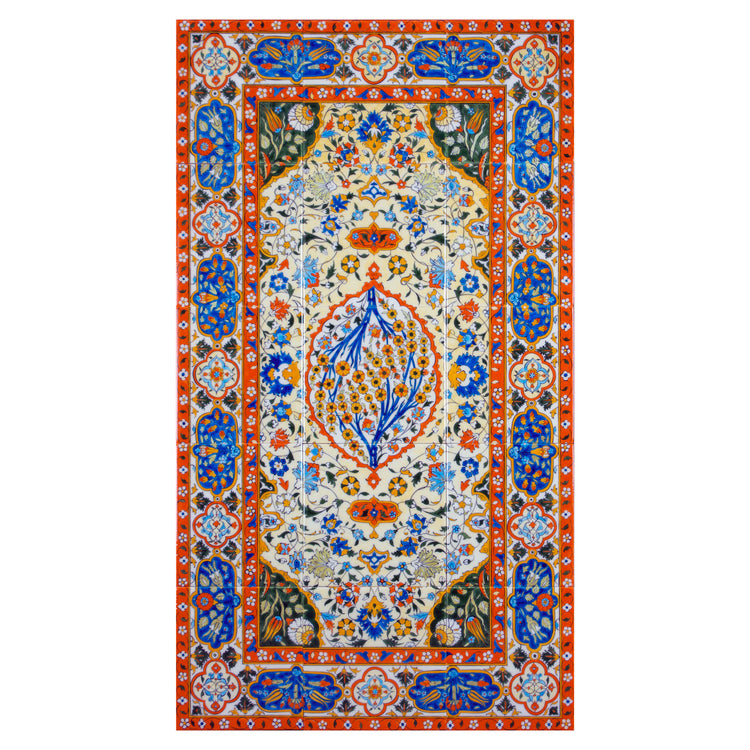 Hayat Ağacı Motifli Kilim Desenli İznik Çini Pano