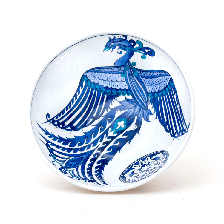 Stork and Cloud Patterned Iznik Tile Footed Bowl