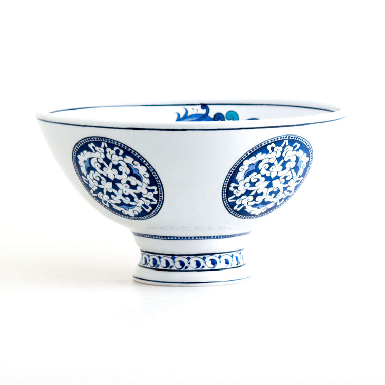 Stork and Cloud Patterned Iznik Tile Footed Bowl