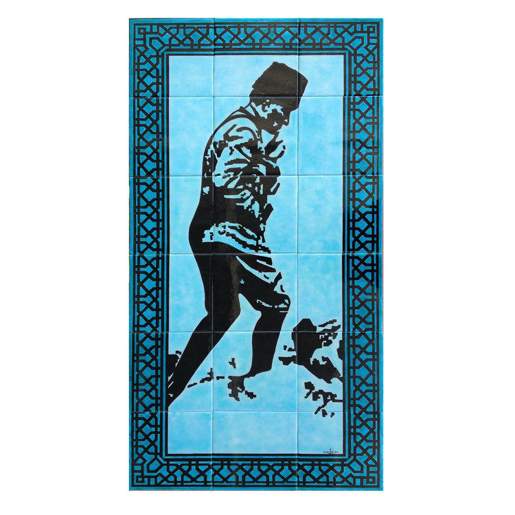 Atatürk Kocatepe Silüeti Desenli İznik Çini Pano
