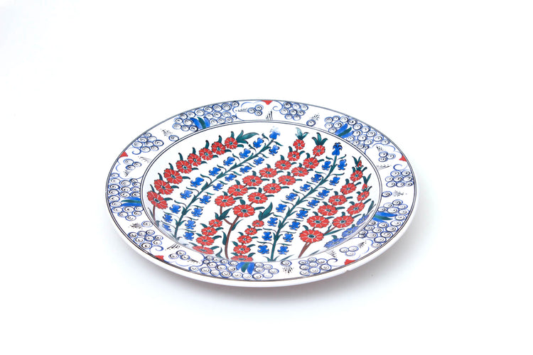 Branch and Hyacinth Pattern İznik Tile Plate