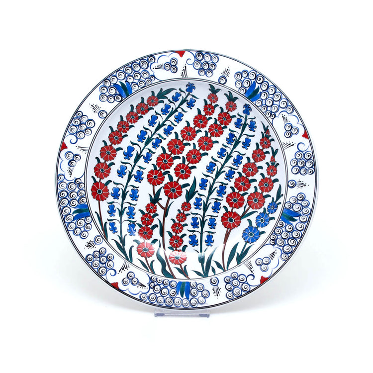 Branch and Hyacinth Pattern İznik Tile Plate