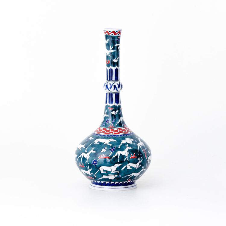British Museum Nature Animals Designed Iznik Tile Vase Replica