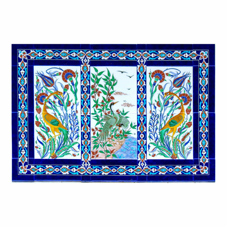 Doğadaki Kuşlar Desenli İznik Çini Pano