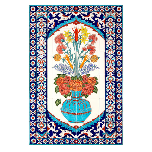 Hasbahçe Flower Bouquet İznik Tile Panel