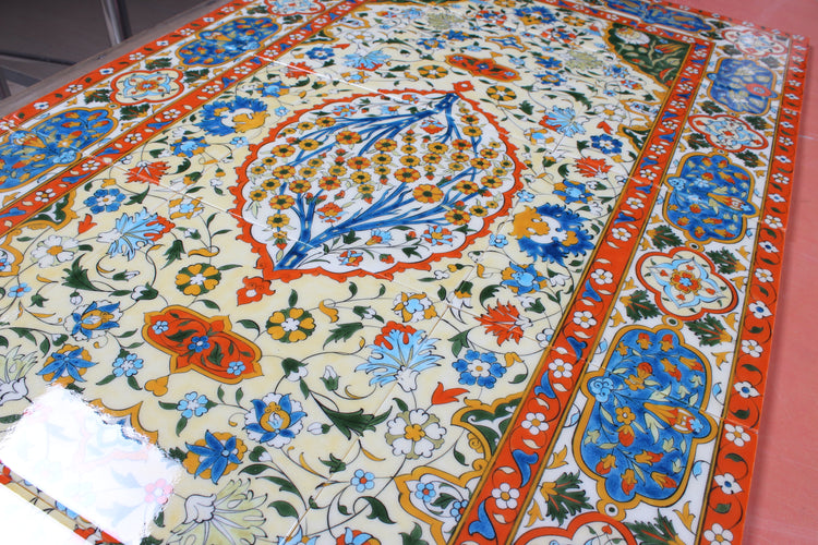 Hayat Ağacı Motifli Kilim Desenli İznik Çini Pano