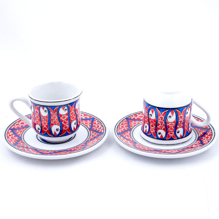 Balık Desenli Türk Kahvesi Fincan Takımı