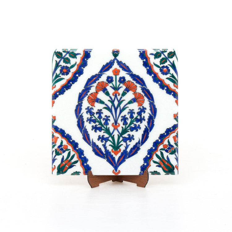 Eyüp Sultan Tomb Red Carnation and Hyacinth Patterned İznik Tile