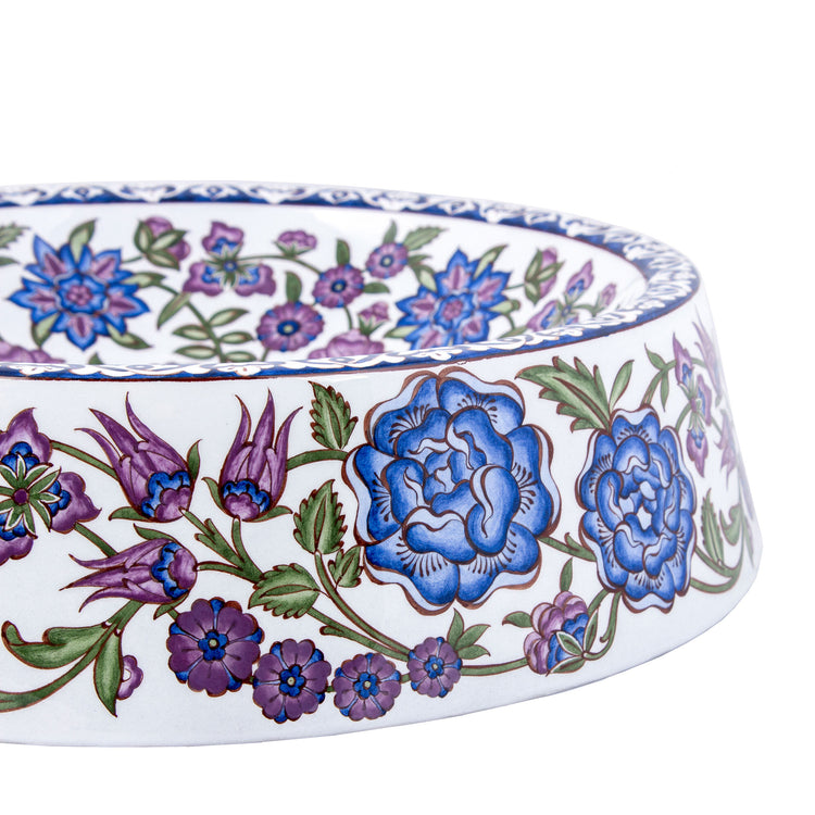 Lotus Çiçeği Motifli İznik Çini Lavabo