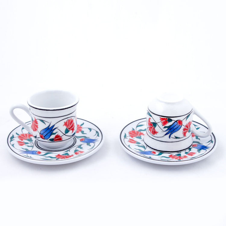 Natüralist Desenli Türk Kahvesi Fincan Takımı