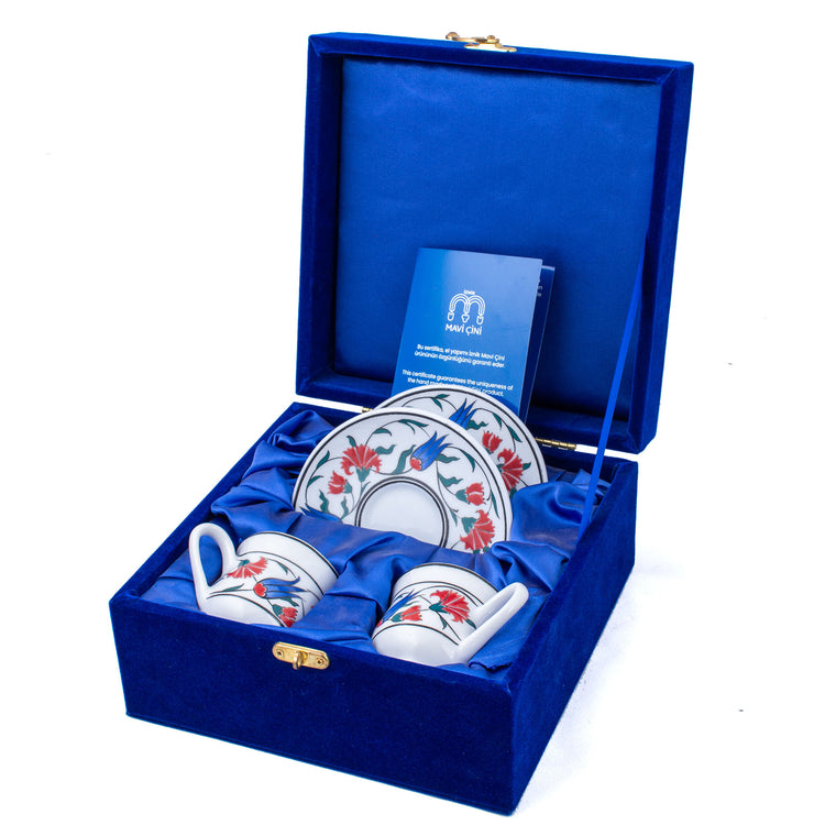 Natüralist Desenli Türk Kahvesi Fincan Takımı