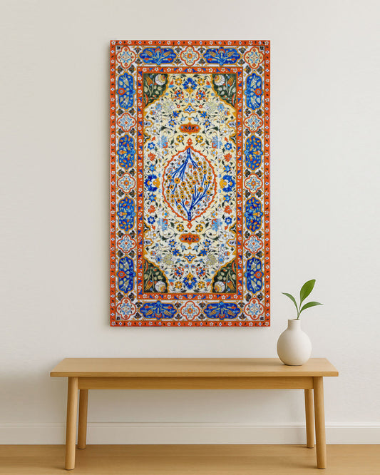 Hayat Ağacı Motifli Kilim Desenli İznik Çini Pano