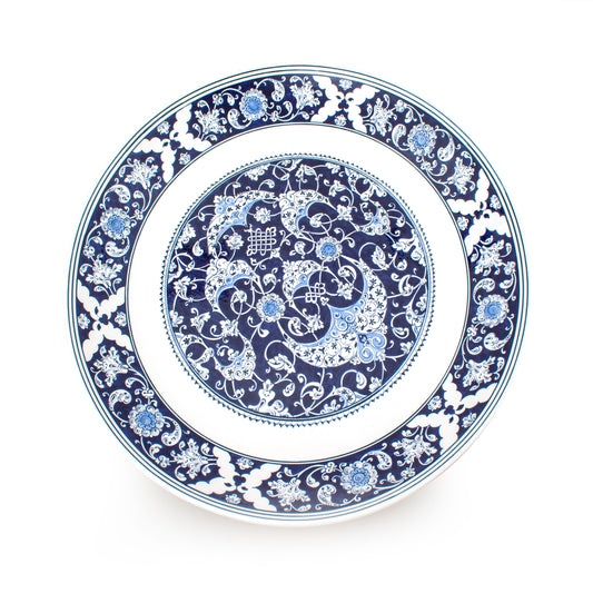 Large Plain Plate No.2 with Baba Nakkaş Design İznik Tile