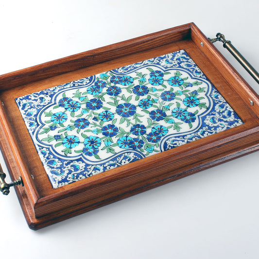 Tray with Bahar Branch Pattern Iznik Tile