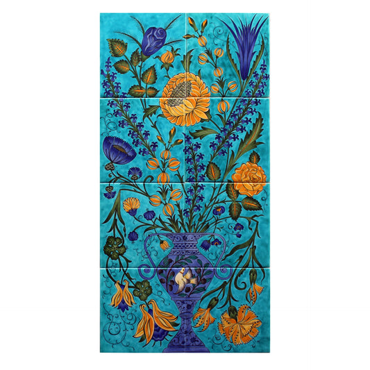 Flower Composition İznik Tile Panel