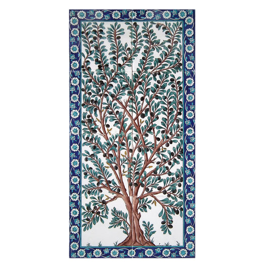 Zeytin Ağacı Desenli İznik Çini Pano