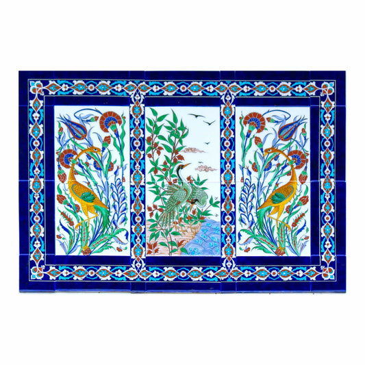 Doğadaki Kuşlar Desenli İznik Çini Pano