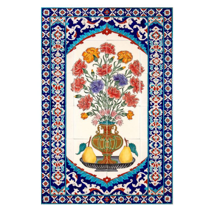 Hasbahçe Carnations İznik Tile Panel