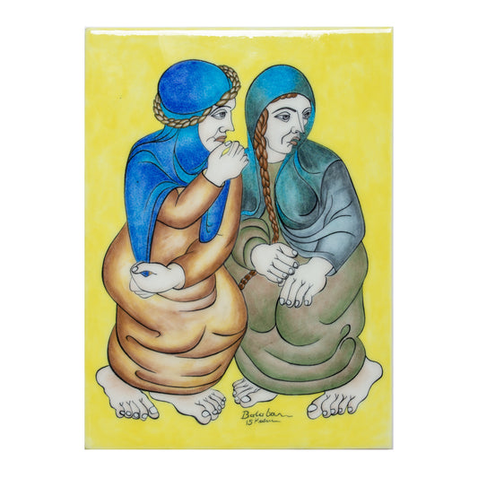 İki Kadın İznik Çini Pano, Ressam İbrahim Balaban
