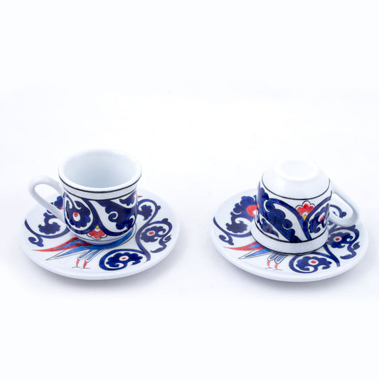 Kuş Desenli Türk Kahvesi Fincan Takımı