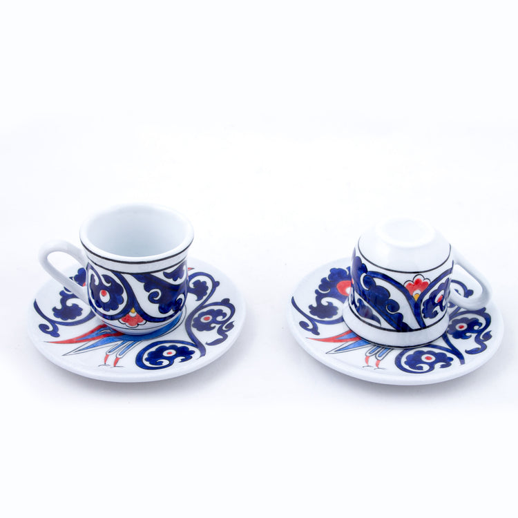 Kuş Desenli Türk Kahvesi Fincan Takımı
