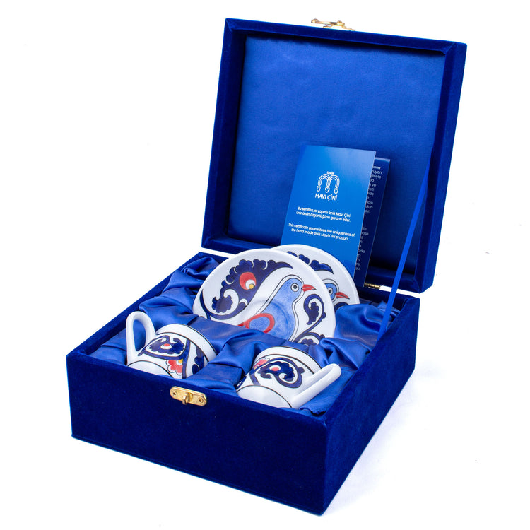 Kuş Desenli Türk Kahvesi Fincan Takımı