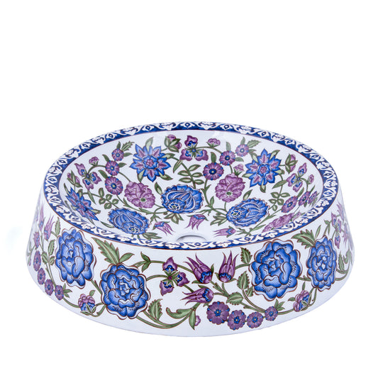 Lotus Flower Motif Iznik Tile Sink