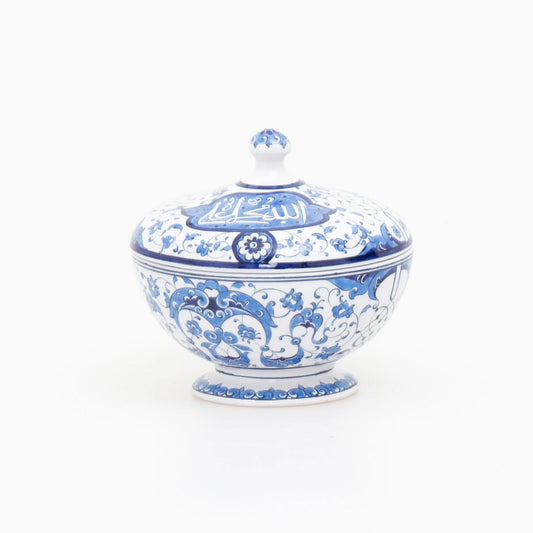 Blue White Design Iznik Tile Sugar Bowl