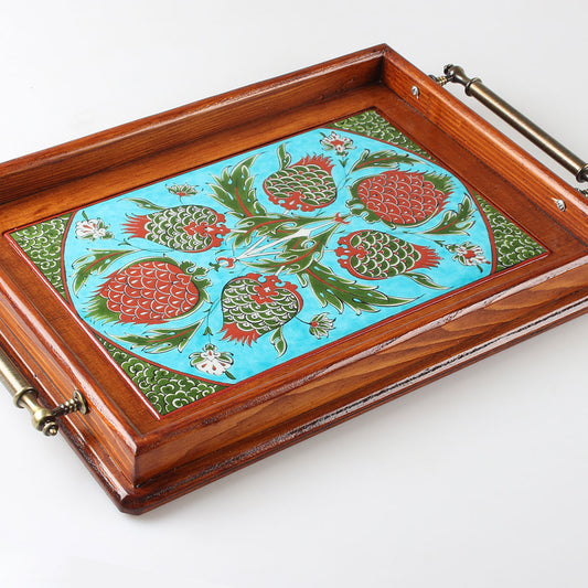 Pomegranate Patterned Iznik Tile Tray