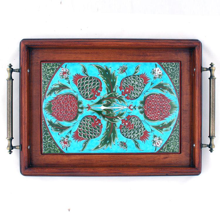 Pomegranate Patterned Iznik Tile Tray