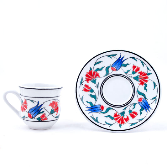 Natüralist Desenli Türk Kahvesi Fincan Takımı