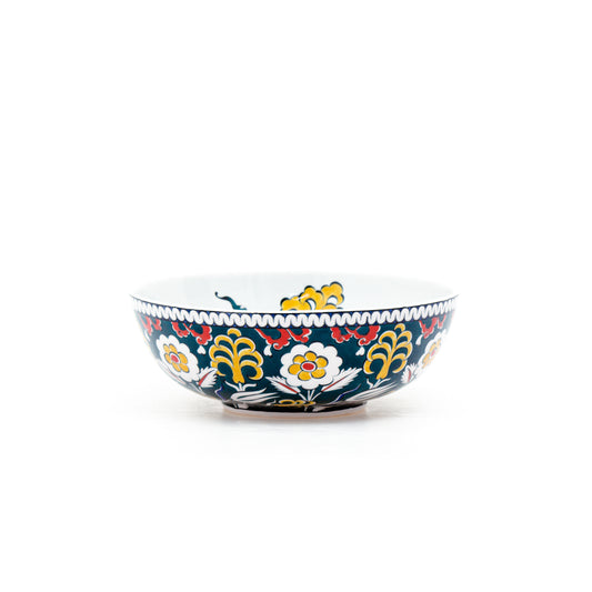 Yellow Lily and Blue Tulip Iznik Tile Bowl