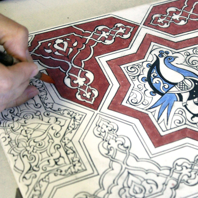 Seljuk Peacock Patterned Iznik Tile Tray