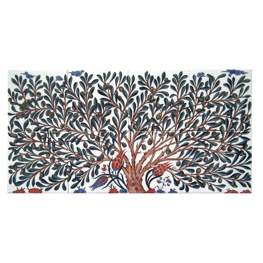 Zeytin Ağacı Desenli İznik Çini Pano