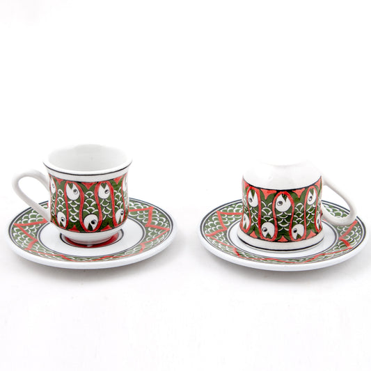 Balık Desenli Türk Kahvesi Fincan Takımı