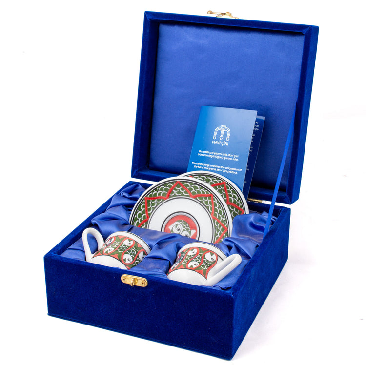 Balık Desenli Türk Kahvesi Fincan Takımı